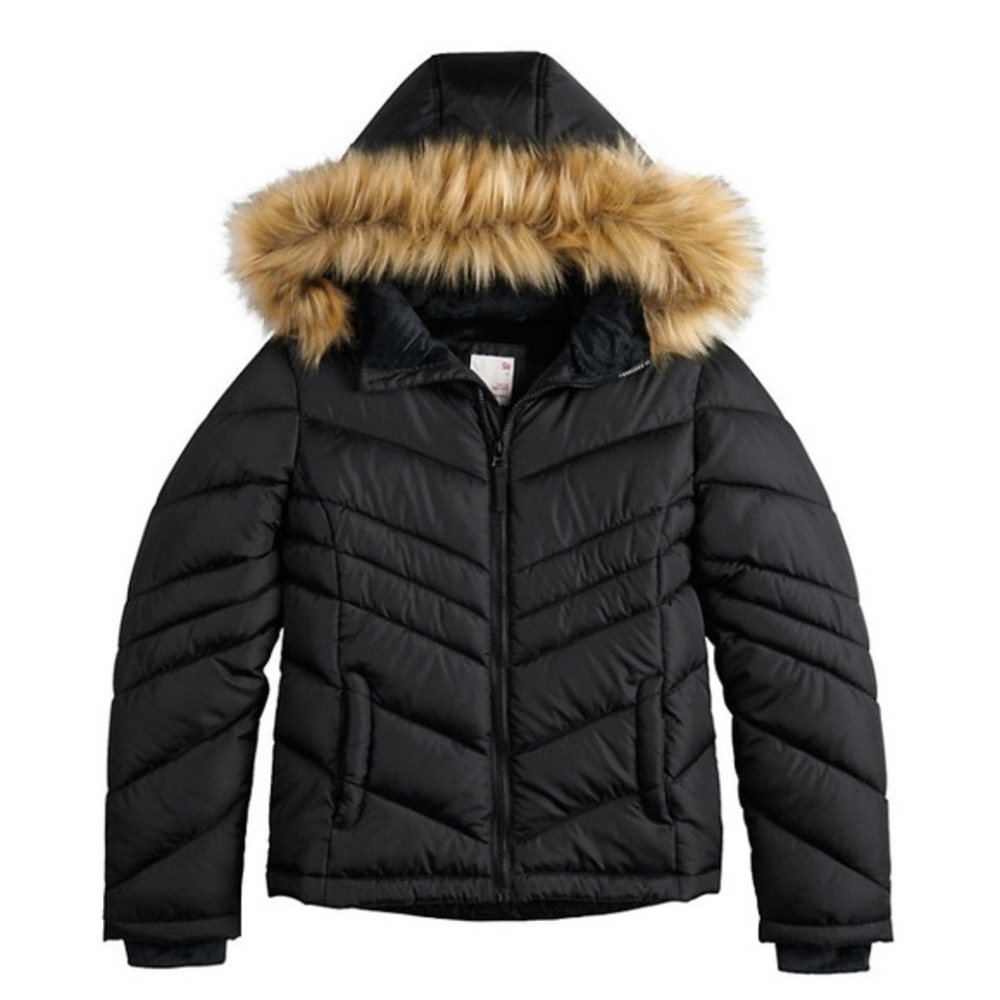 SO 10/12 black girl coat w/ foax fur hood